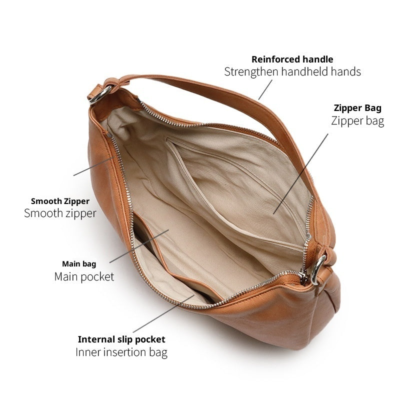 Women’s Leather Crossbody Bag – Casual Dumpling Style