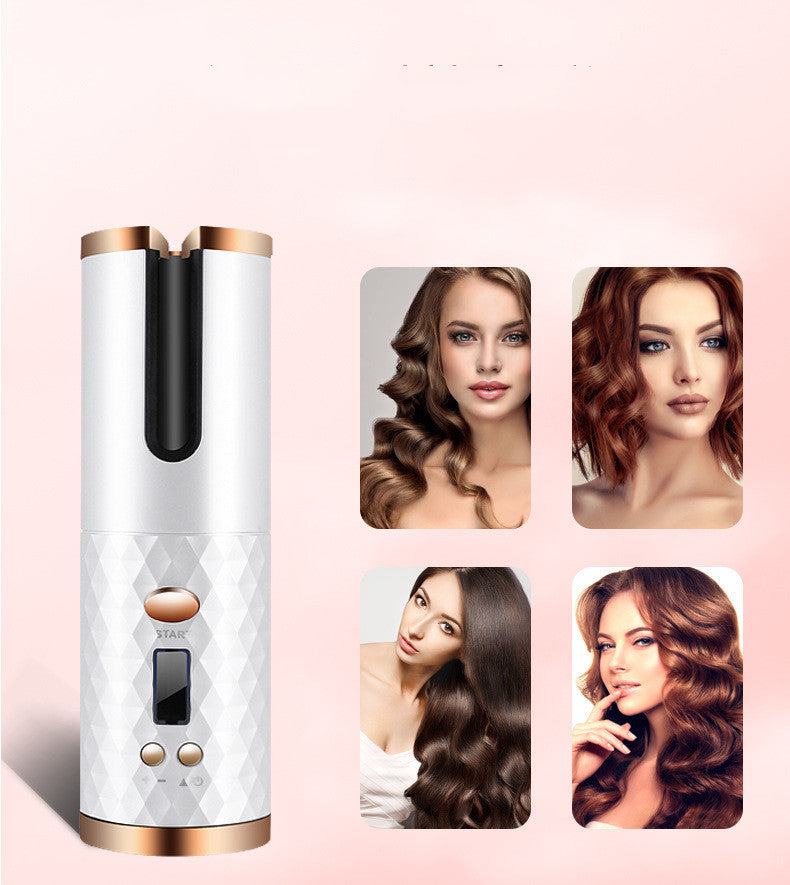Rechargeable Automatic Hair Curler Women Portable Hair Curling Iron LCD Display Ceramic Curly Rotating Curling Wave Styer Louisiana Mart