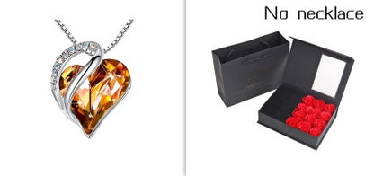 Heart Shaped Crystal Necklace Pendant for Women - Silver