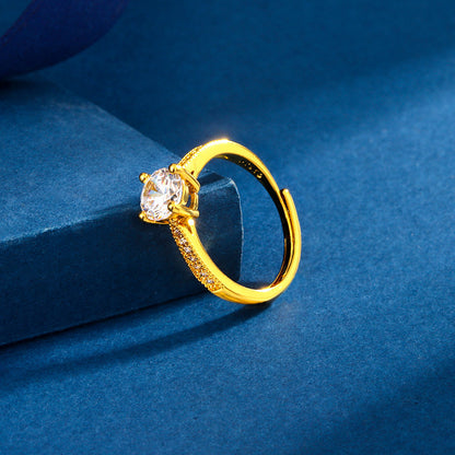 Classic Four-claw Ring 1 Karat Eight Hearts And Eight Arrows Zircon Affordable Luxury Fashion