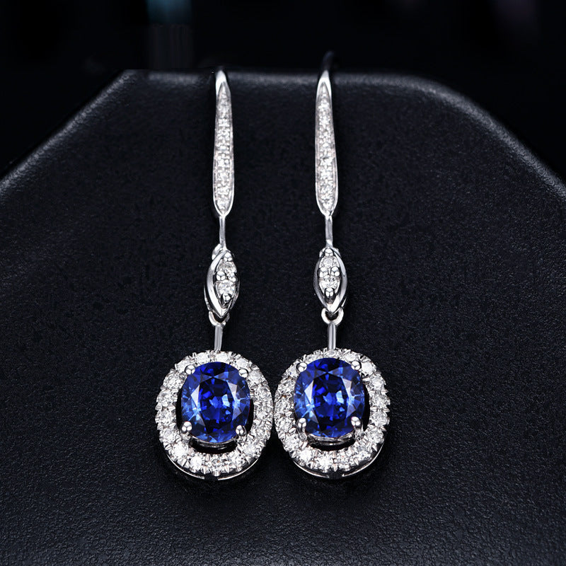 Real Sapphire Colored Gems Long Earrings