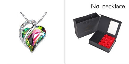 Heart Shaped Crystal Necklace Pendant for Women - Silver