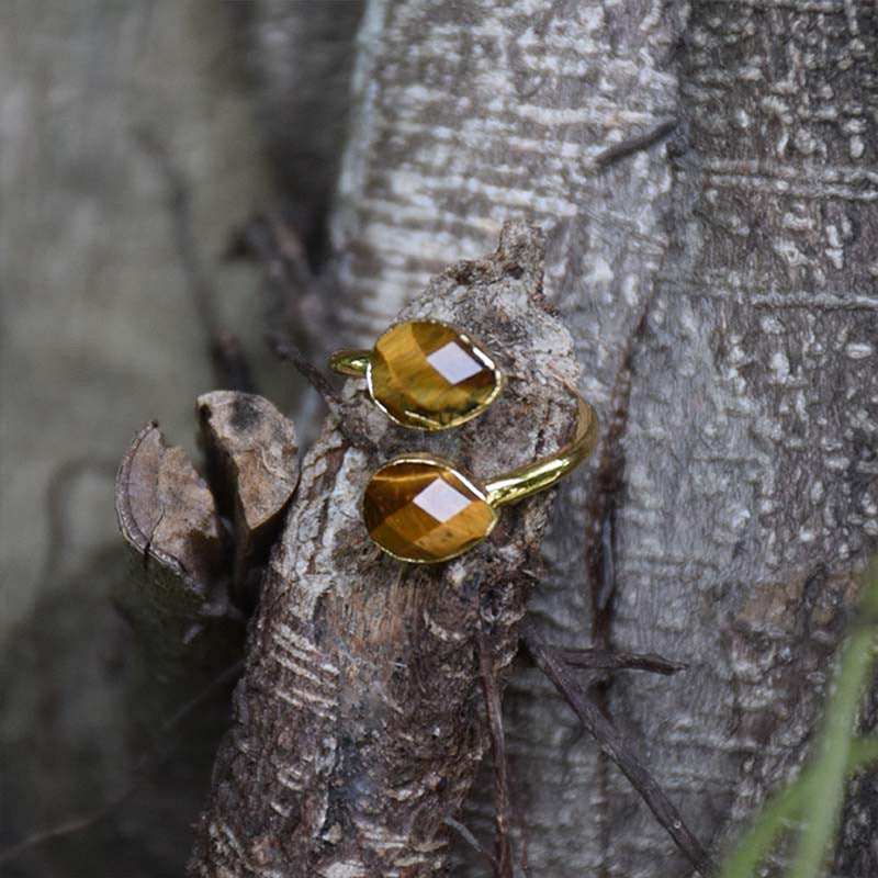 Popular Accessories Tiger Eye Ring Natural Stone Twisted Ring