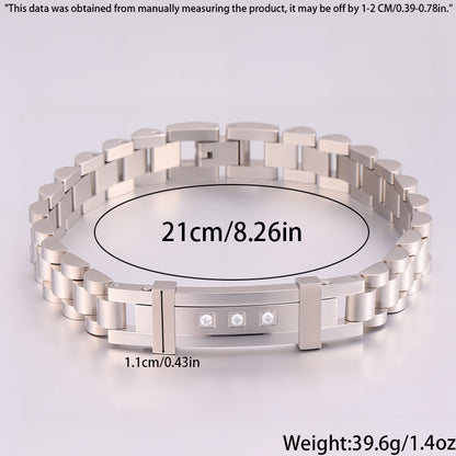 Women's Simple And Versatile Diamond Inlaid Curved Titanium Steel Bracelet