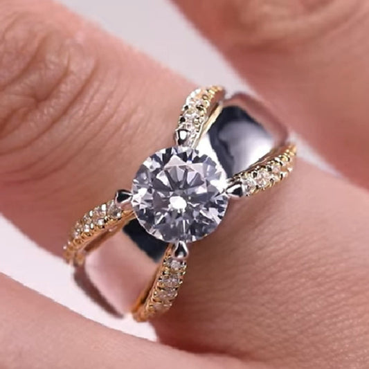 European And American Fashion Women's Two-tone Ring