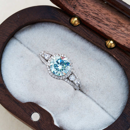 2CT Color Moissanite Ring Sterling Silver S925