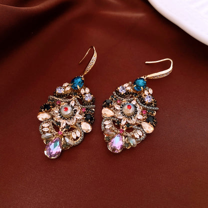 Female Retro Fashion Butterfly Waterdrop Heavy Industry Earrings