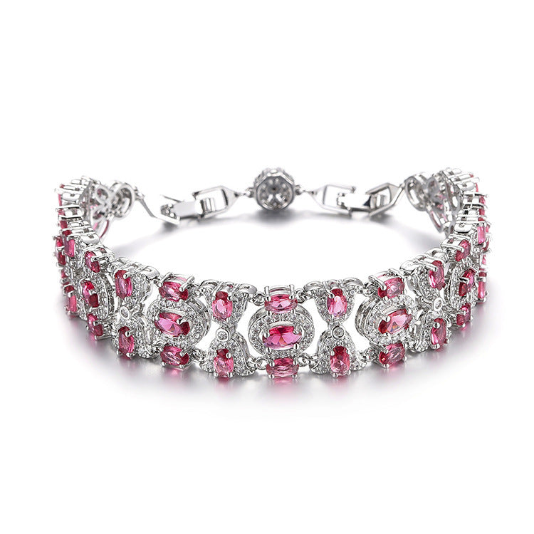 Colorful Light Luxury Full Diamond Women's European And American Fashion Bracelet