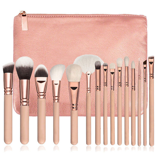 15pcs Makeup Brush With Bag  Rose Gold Makeup Brush Multi-function Makeup Tool Set Louisiana Mart