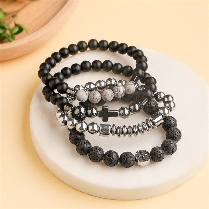 Stainless Steel Finished Volcanic Rock Jewelry