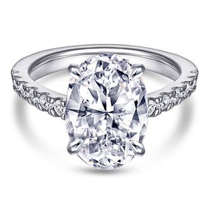 Oval Zircon Silver Ring Female Niche High Sense