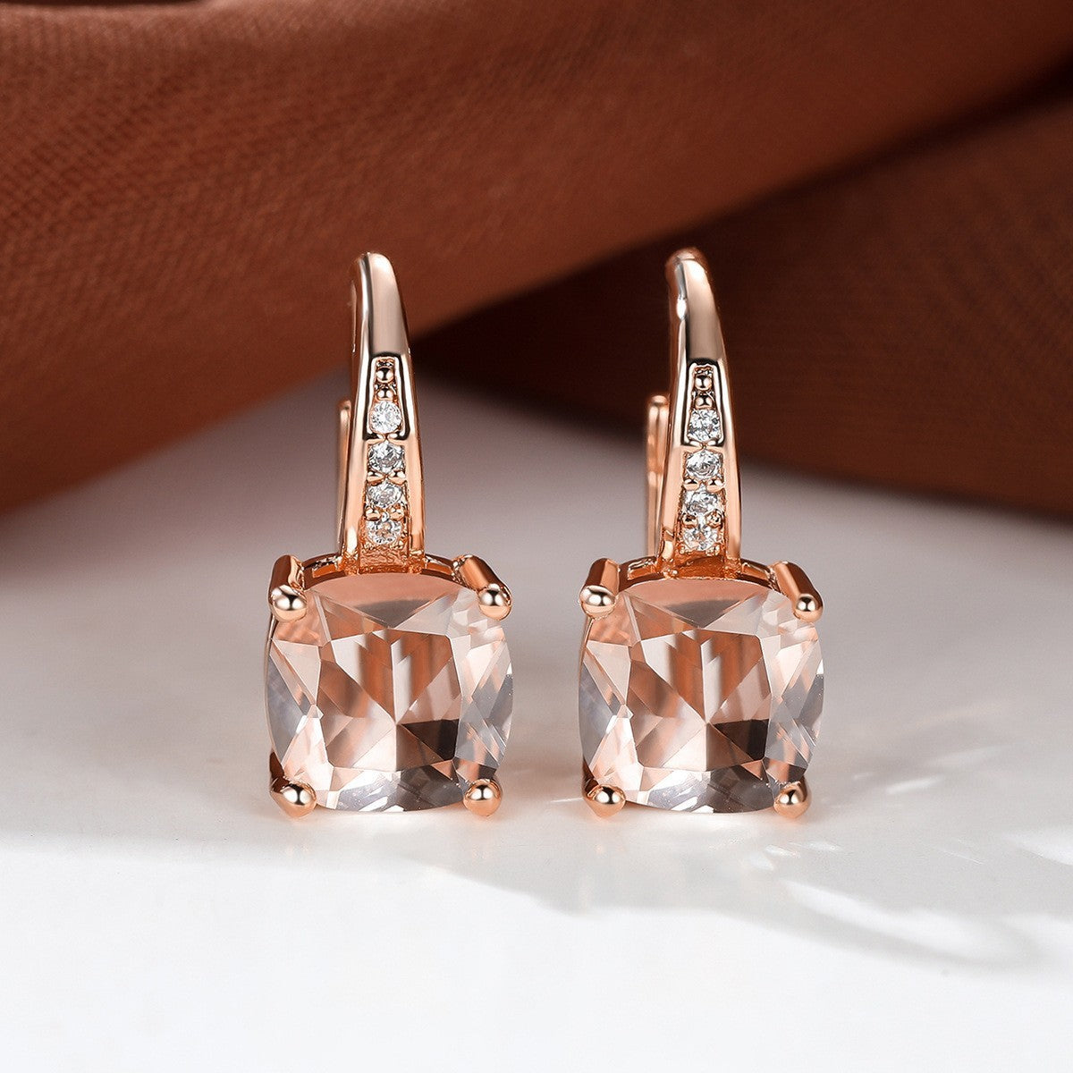 Square Zircon Inlaid Ear Hook Korean Style Fashion All-matching