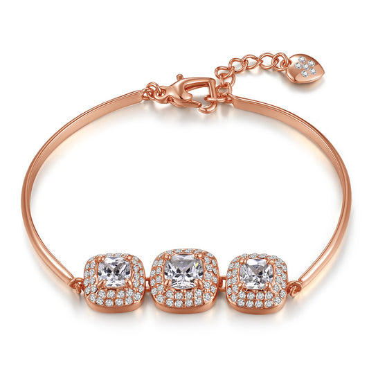 Popular Square Rock Candy Full Diamond Women's Bracelet