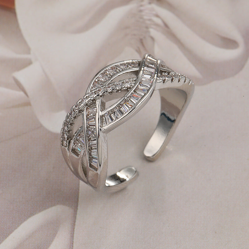 Couple Couple Rings Adjustable Cross Zircon Ring