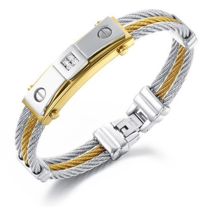 Three-ring Steel Wire Braided Hemp Rope Bracelet