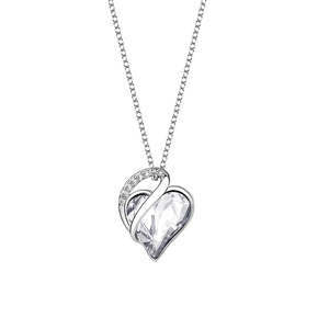 Heart Shaped Crystal Necklace Pendant for Women - Silver