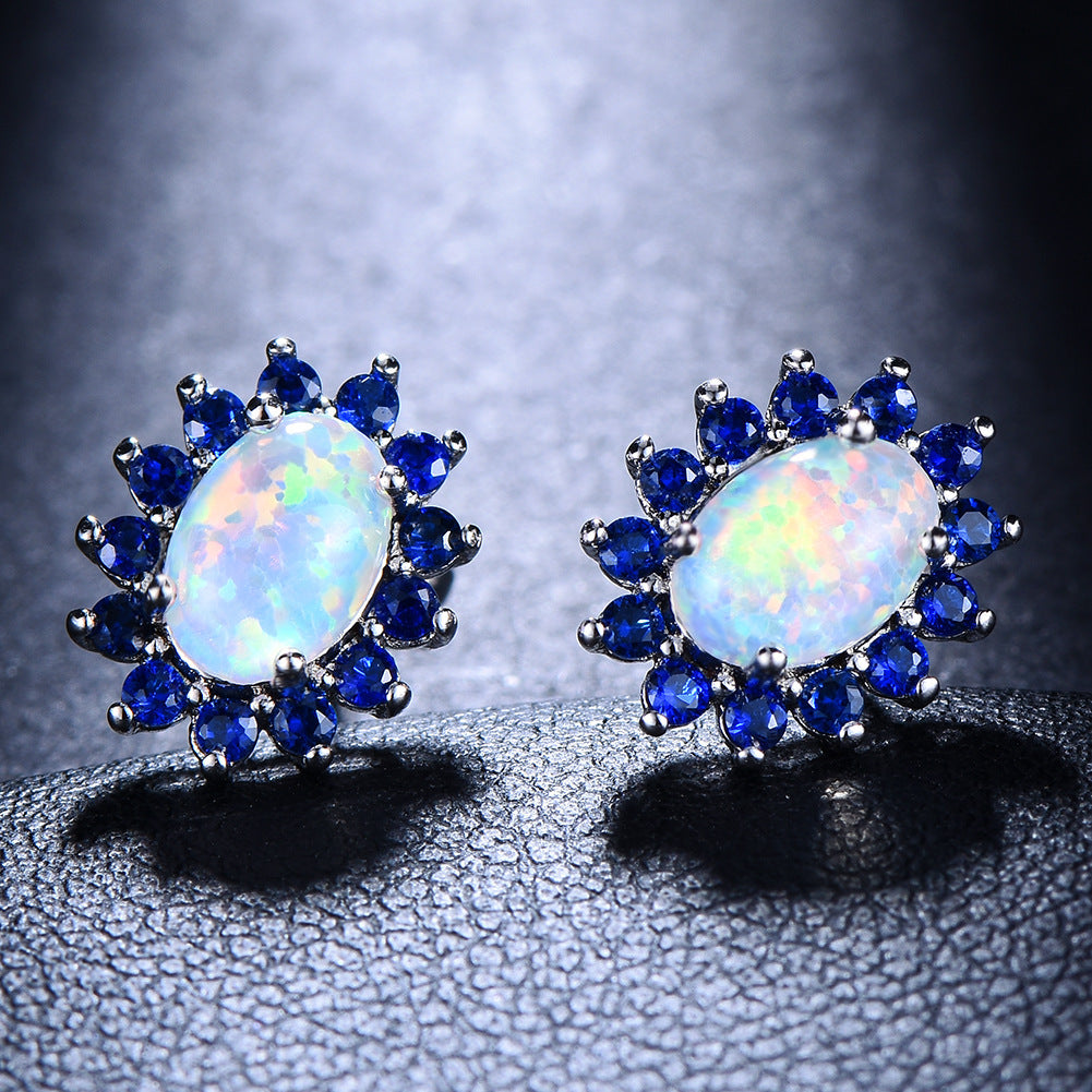 Women's Fashion Oval Diamond Stud Earrings