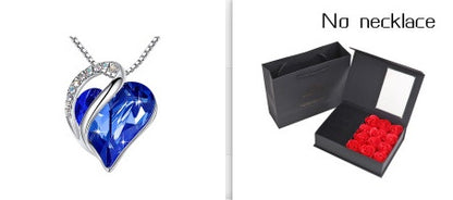 Heart Shaped Crystal Necklace Pendant for Women - Silver