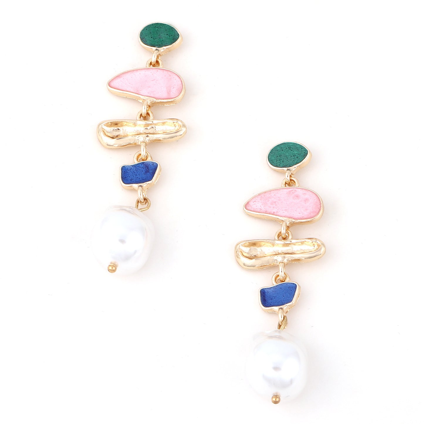 Geometric Inlaid Pearl All-match Girly Style Trendy Trendy Earrings