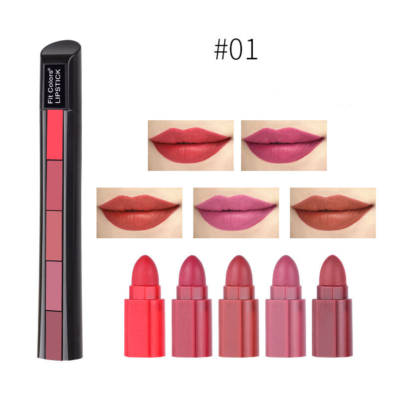 Matte 5-color Lipstick Set Velvet Lip Stick Non-stick Lip Gloss Long Lasting Waterproof Sexy Red Lipstick Louisiana Mart