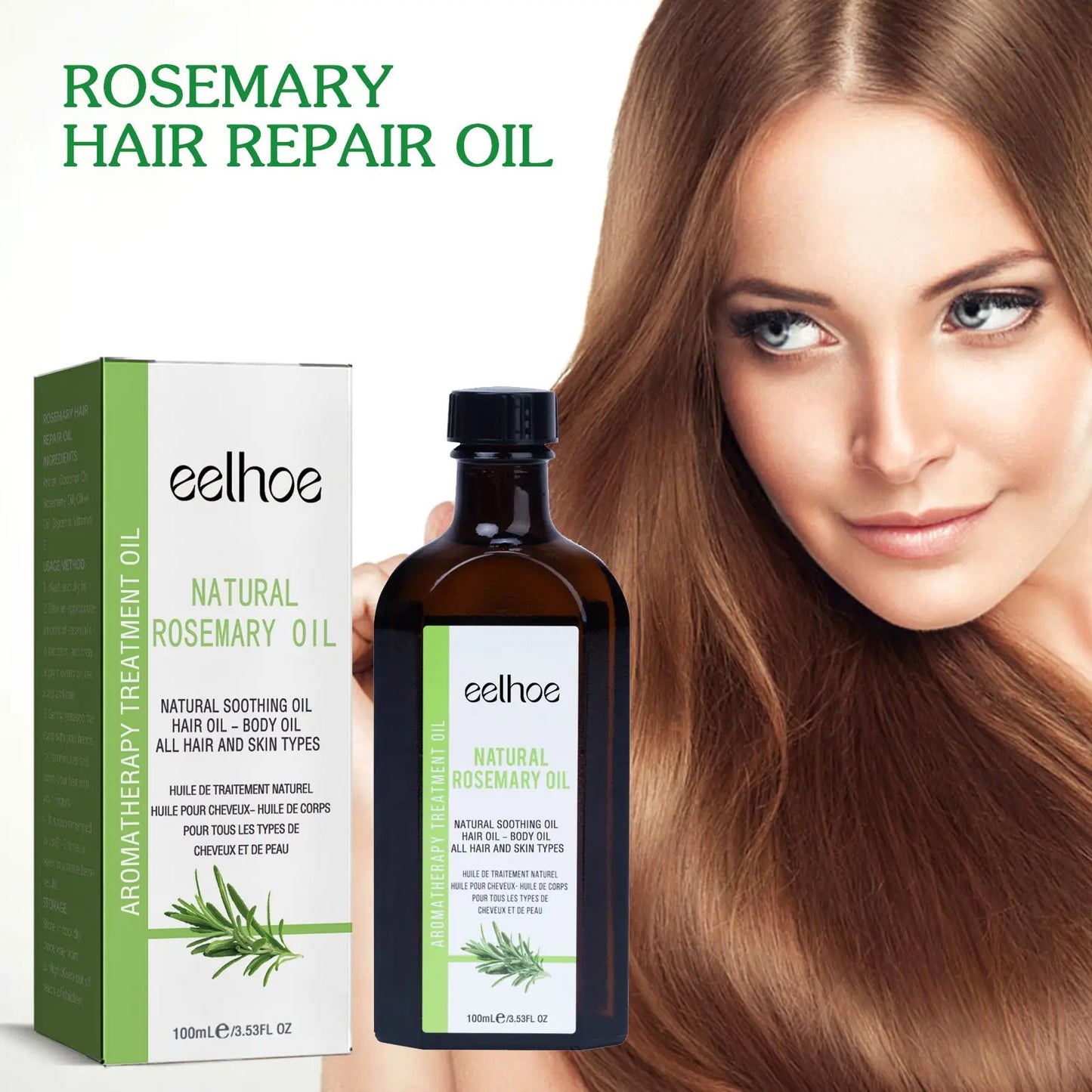 Rosemary Hair Care Essential Oil Anti-frizz Long-lasting Soft Fragrance Repair Hot Dye Hair Care Essential Oil 100ML Louisiana Mart