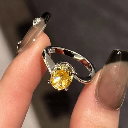 Women's Affordable Luxury Fashion Yellow Rock Sugar Ring
