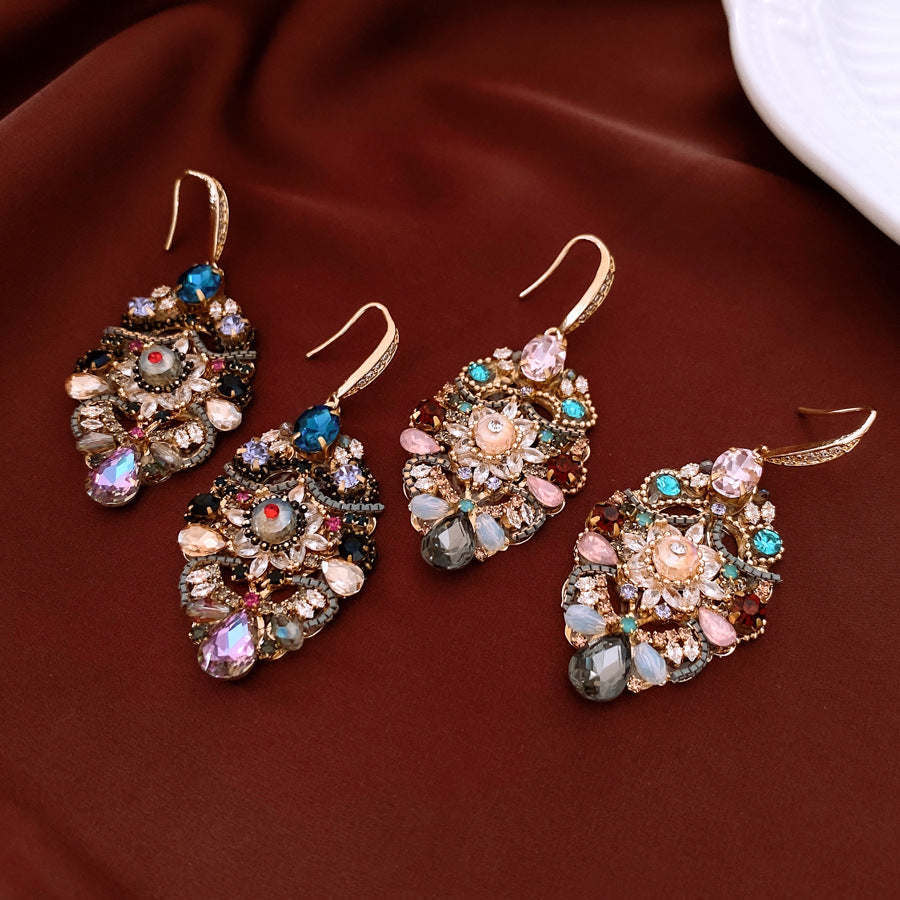 Female Retro Fashion Butterfly Waterdrop Heavy Industry Earrings