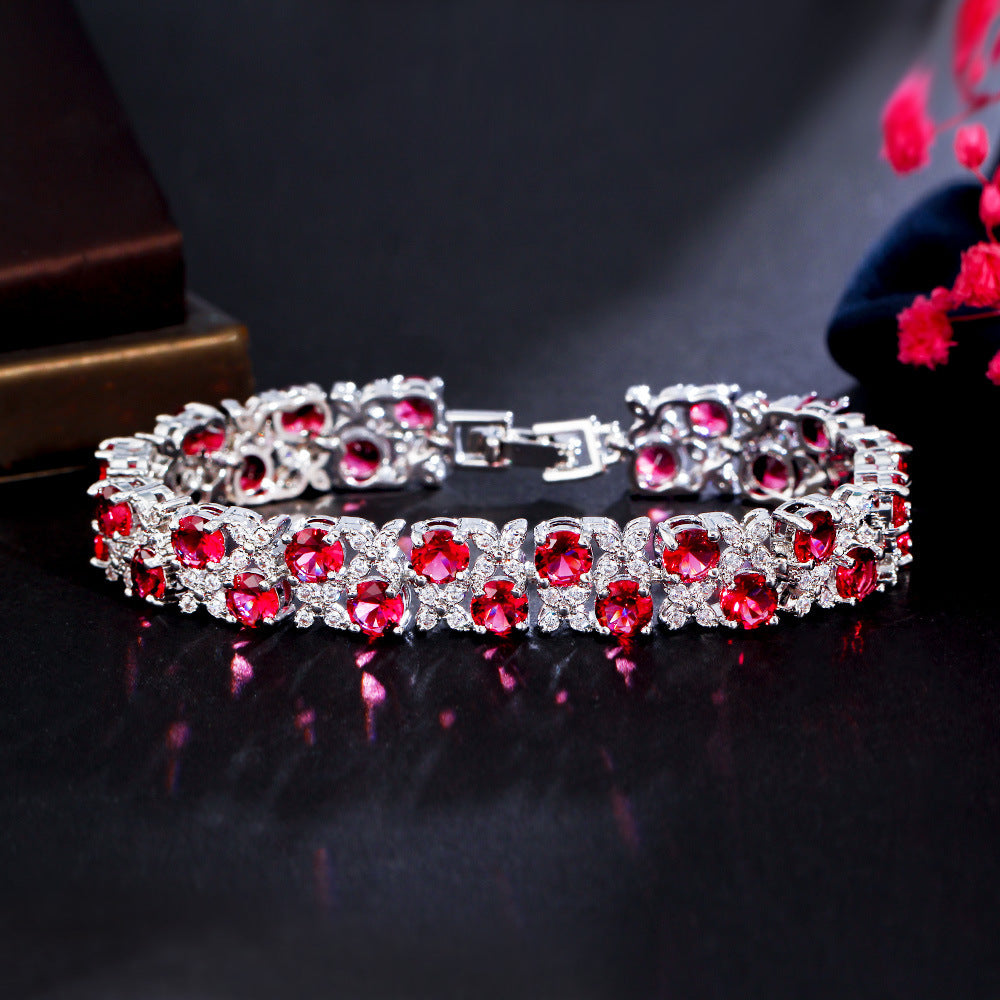 European And American Fashion Refined Zircon Bracelet Micro-inlaid Sapphire Rhinestone