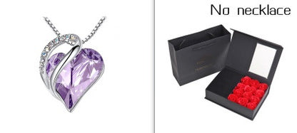 Heart Shaped Crystal Necklace Pendant for Women - Silver