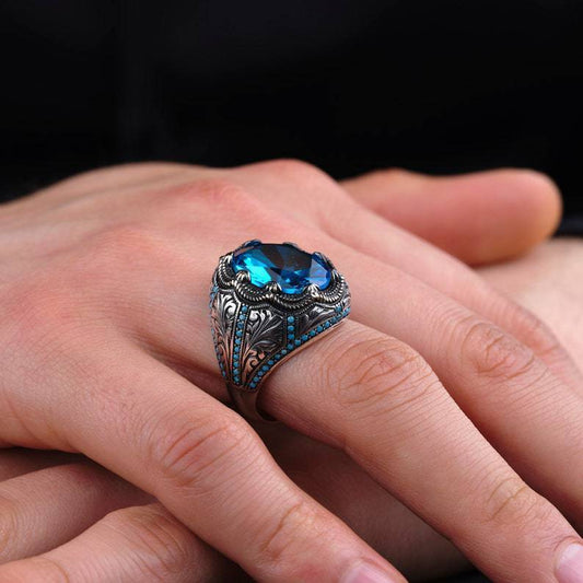 Diamond Grandmother Blue Zircon Ring