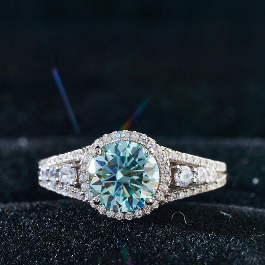 2CT Color Moissanite Ring Sterling Silver S925