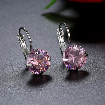 Single Zircon Colorful Ear Clip Simple Fashion Elegant European And American