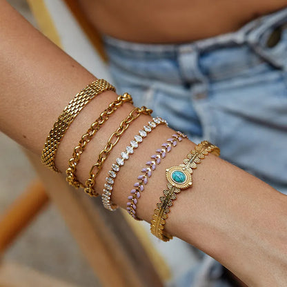 Stainless Steel All-match Twin Bracelet Natural Stone Bracelet