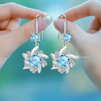 Women’s Diamond Amethyst Flower Earrings – Elegant Fashion Jewelry for Parties & Daily Wear