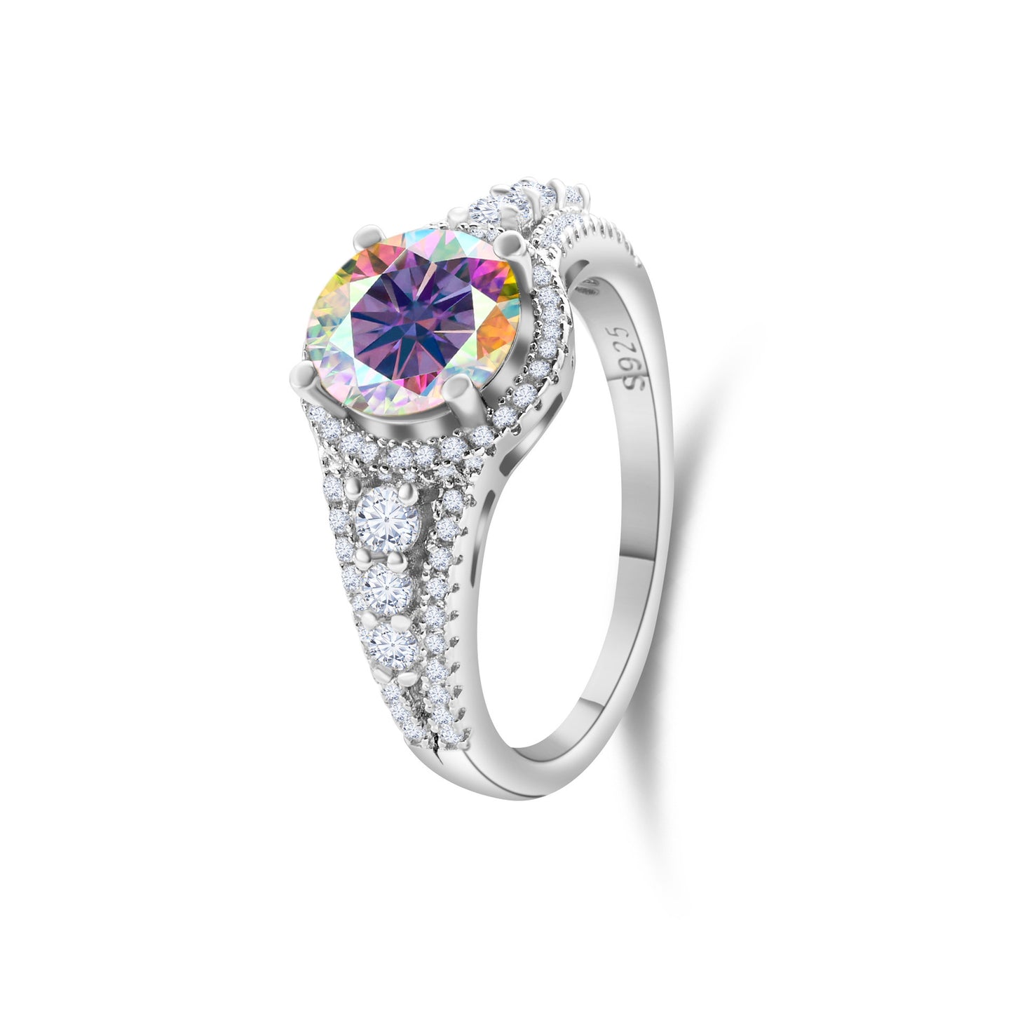 2CT Color Moissanite Ring Sterling Silver S925