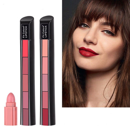 Matte 5-color Lipstick Set Velvet Lip Stick Non-stick Lip Gloss Long Lasting Waterproof Sexy Red Lipstick Louisiana Mart
