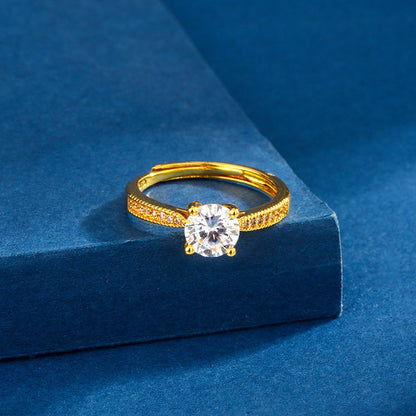 Classic Four-claw Ring 1 Karat Eight Hearts And Eight Arrows Zircon Affordable Luxury Fashion