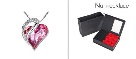 Heart Shaped Crystal Necklace Pendant for Women - Silver