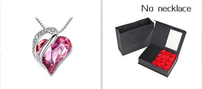 Heart Shaped Crystal Necklace Pendant for Women - Silver