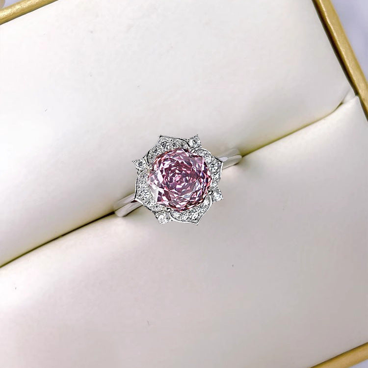 Flower Ring Elegant Graceful High Carbon Diamond Goose Yellow Stud Earrings