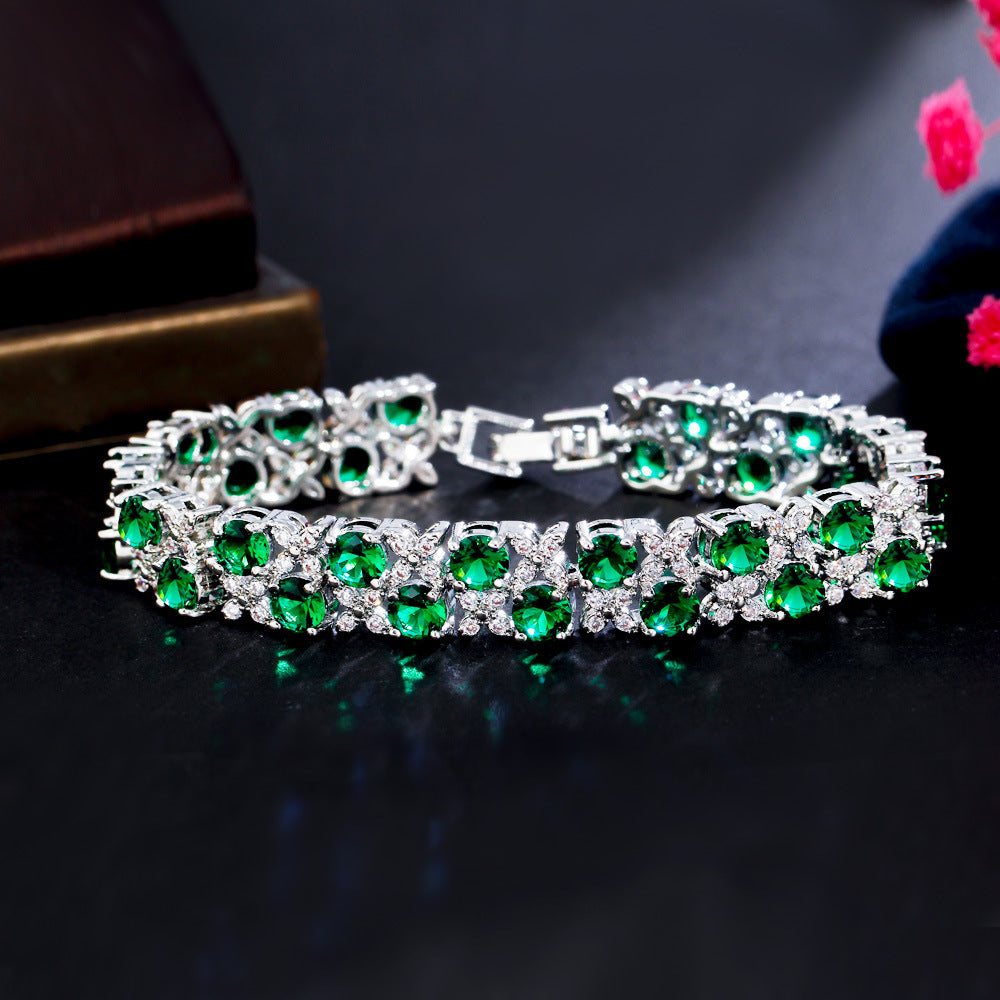 European And American Fashion Refined Zircon Bracelet Micro-inlaid Sapphire Rhinestone