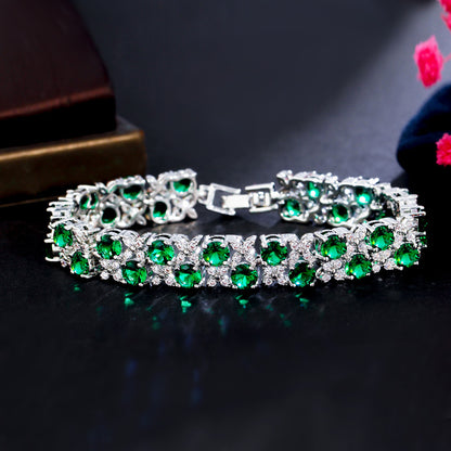 European And American Fashion Refined Zircon Bracelet Micro-inlaid Sapphire Rhinestone