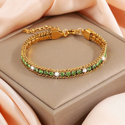 Three-layer Diamond Versatile Personality Stainless Steel Bracelet