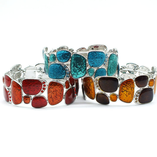 Geometric Enamel Stretch Bracelet For Women