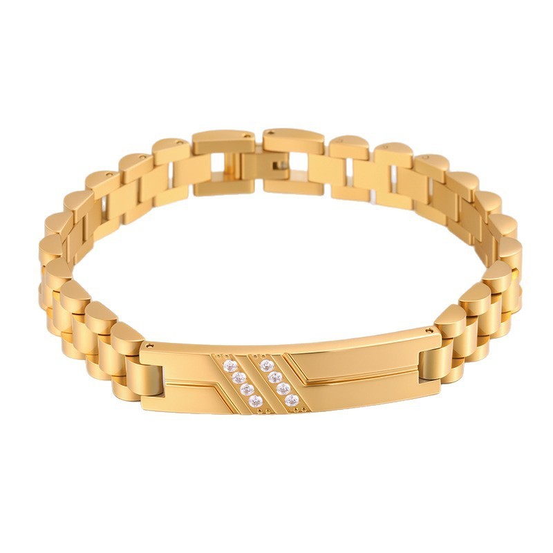 Women's Simple And Versatile Diamond Inlaid Curved Titanium Steel Bracelet