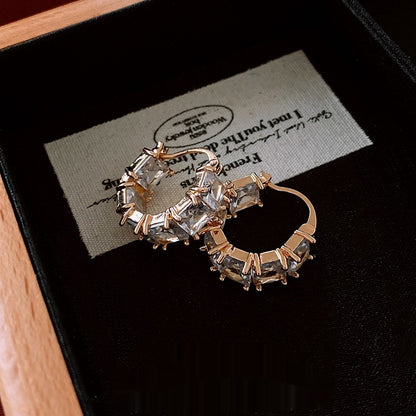 Zircon Micro-inlaid U-shaped Earrings