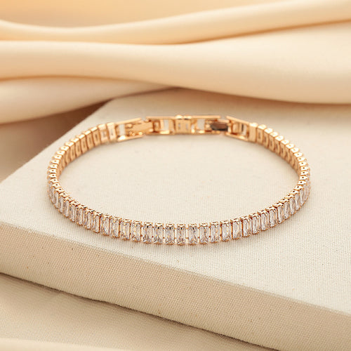 European And American Simple Rectangular Affordable Luxury Style Full Diamond Fashion All-match Bracelet