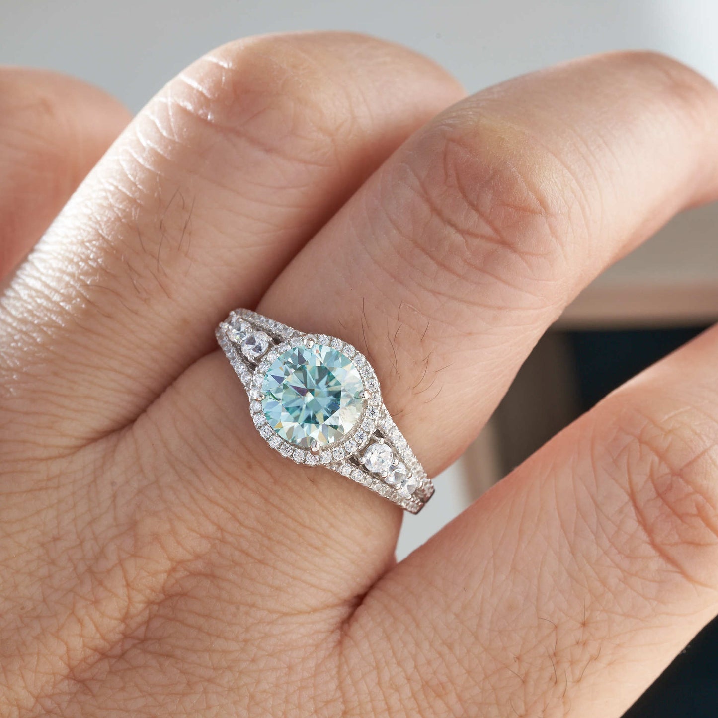 2CT Color Moissanite Ring Sterling Silver S925