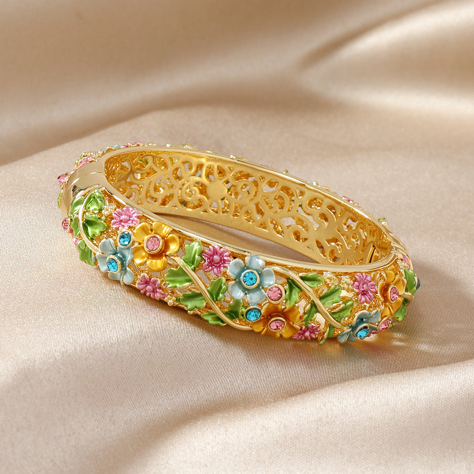 Women's Ethnic Style Hollow Painted Alloy Bracelet
