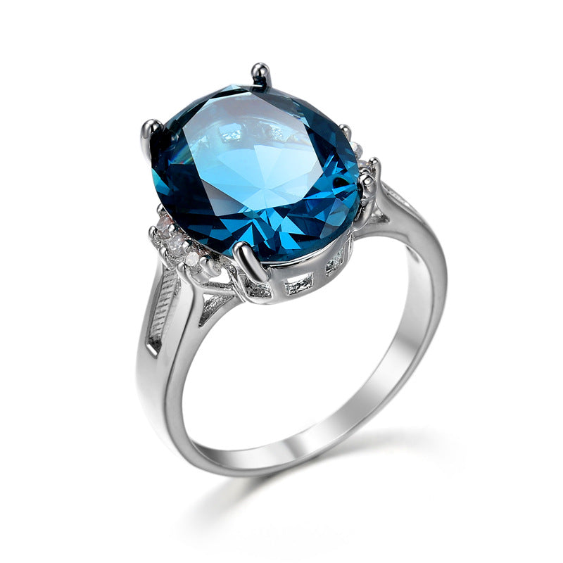Blue Black Zircon Decorative Ring